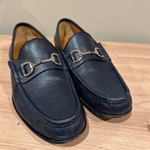 Gucci Horsebit Loafers Navy Pebbled Leather Men’s Size 8.5 /US 9 Made in Italy